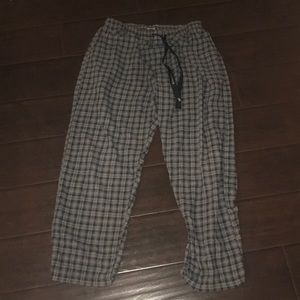 gray and black plaid pajamas pants